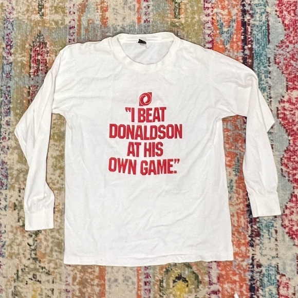 Vintage 80s I Beat Donaldson at its own game 1980s Football SPorts Tshirt - Picture 1 of 5